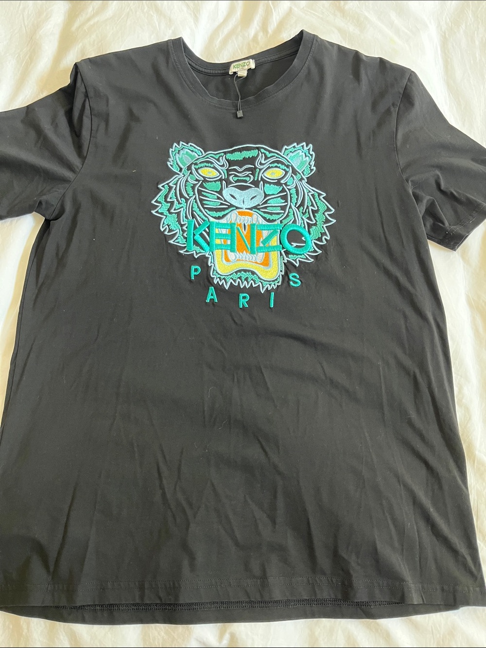 NWOT Kenzo Paris Tiger Embroidered Black Short Sleeve T-shirt soft stretchy